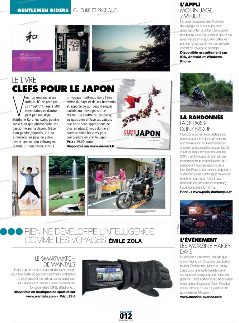Article dans road trip magazine sur le livre clefs pour le Japon