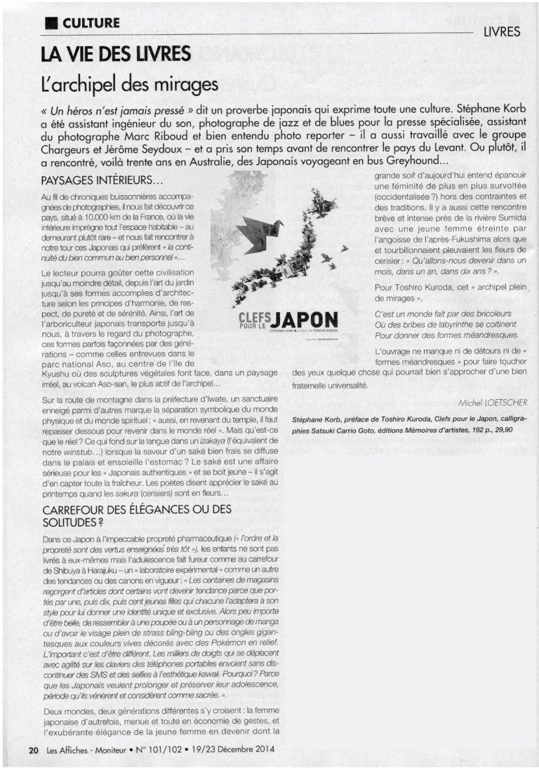 Article de presse dans le monitor sur le livre Clefs pour le Japon